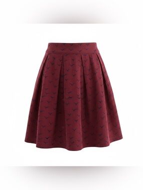 Circus Sam Edelman Pleated Circle Mini Corduroy Skirt Sz 6 Burgundy Seagulls